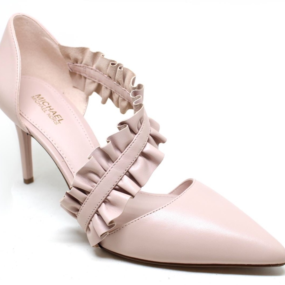 MICHAEL Michael Kors Blush Pink Ruffle Strap Pointed Toe Heels